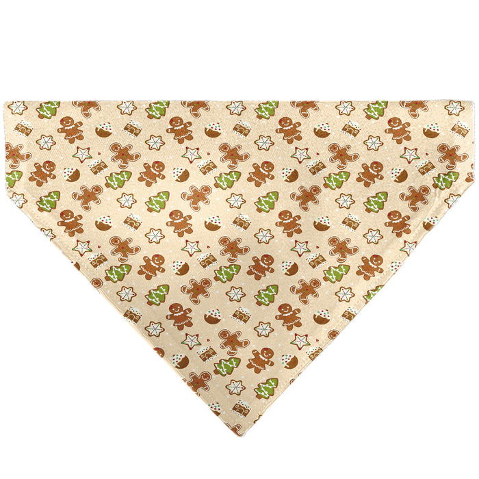 Pet Bandana - Holiday Decorated Gingerbread Cookies Collage Tan