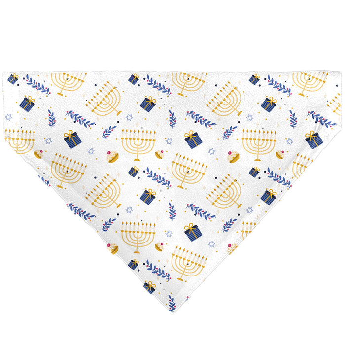 Pet Bandana - Holiday Hanukkah Menorah and Gifts Collage White