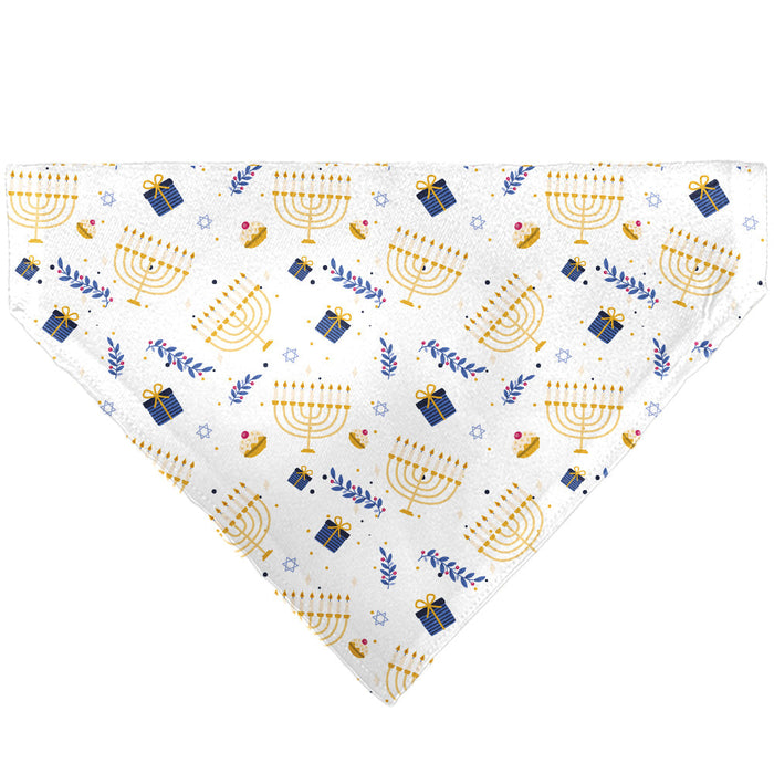 Pet Bandana - Holiday Hanukkah Menorah and Gifts Collage White