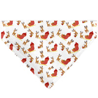 Pet Bandana - Holiday Santa Reindeers and Sleigh Collage White