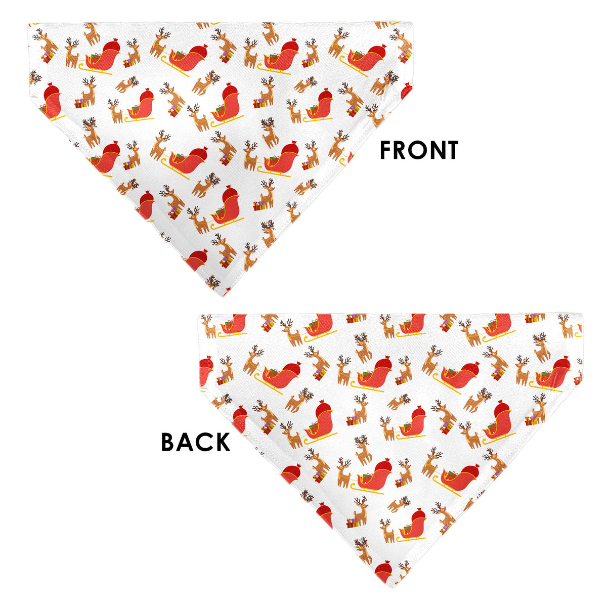 Pet Bandana - Holiday Santa Reindeers and Sleigh Collage White