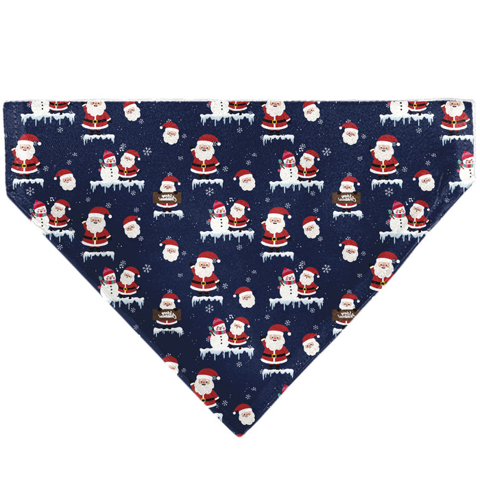 Pet Bandana - Holiday Santa and Snowman Collage Navy
