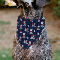 Pet Bandana - Holiday Santa and Snowman Collage Navy