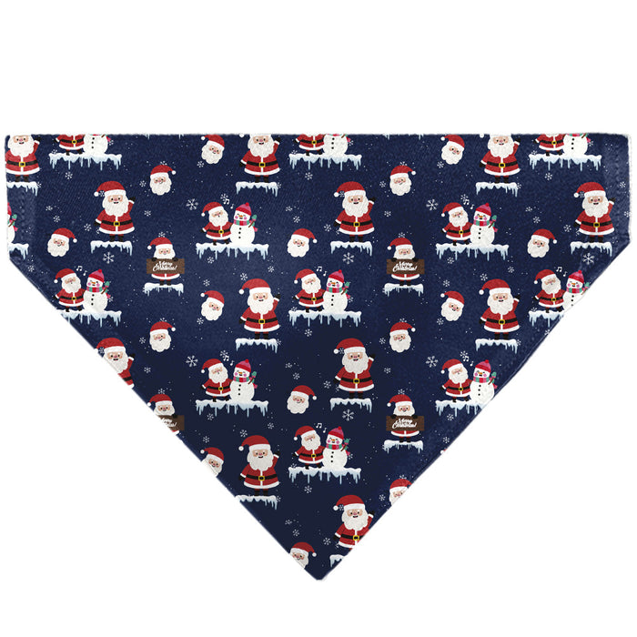 Pet Bandana - Holiday Santa and Snowman Collage Navy