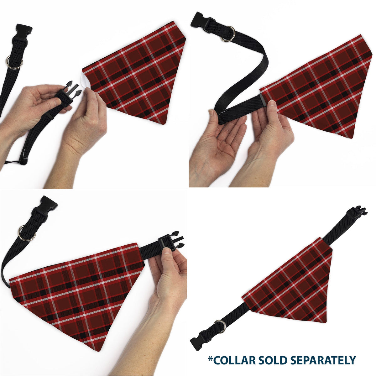 Pet Bandana - Holiday Pajama Plaid Red/Black/White