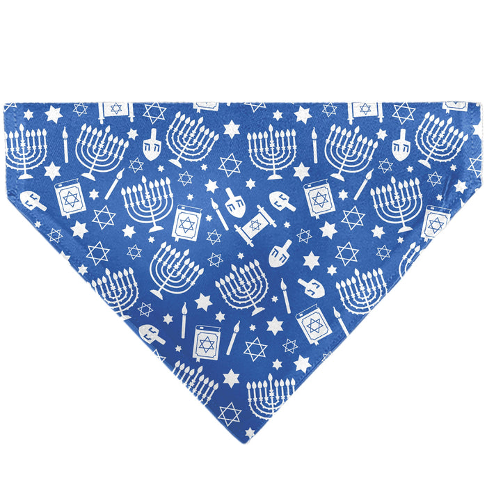 Pet Bandana - Hanukkah Holiday Symbols Blue/White