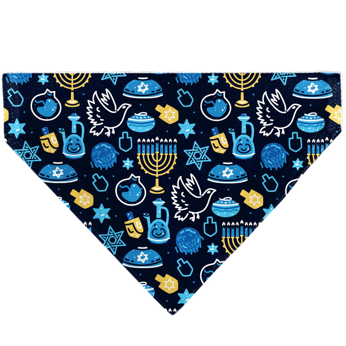 Pet Bandana - Hanukkah Holiday Symbols Black/Blues/Yellow