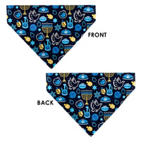 Pet Bandana - Hanukkah Holiday Symbols Black/Blues/Yellow