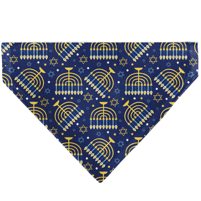 Pet Bandana - Hanukkah Holiday Menorah Blues/Yellows