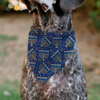 Pet Bandana - Hanukkah Holiday Menorah Blues/Yellows