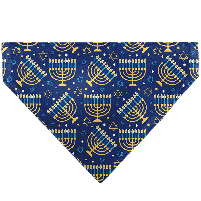 Pet Bandana - Hanukkah Holiday Menorah Blues/Yellows
