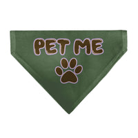 Pet Bandana - PET ME Text and Paw Olive/Pinks/Brown