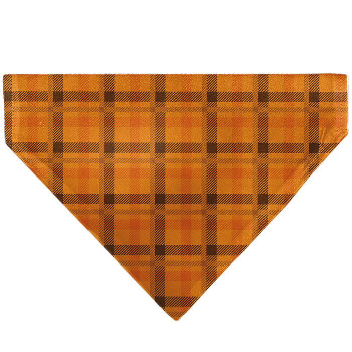 Pet Bandana - Plaid Orange/Brown