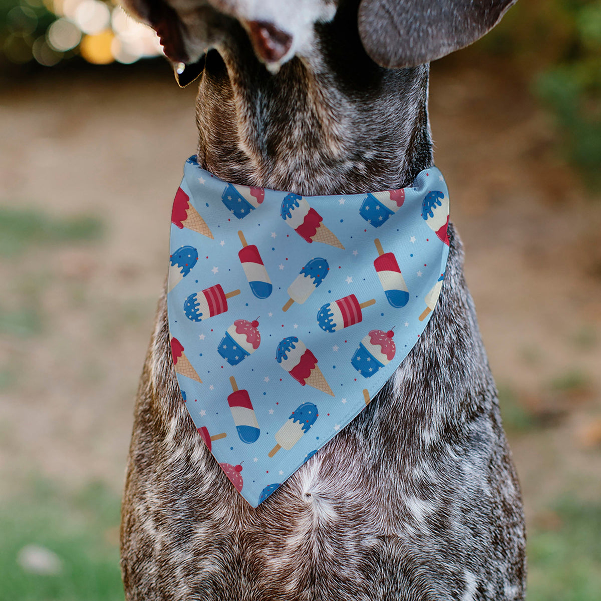 Pet Bandana - Stars and Stripes Desserts Scattered Baby Blue/Red/White/Blue