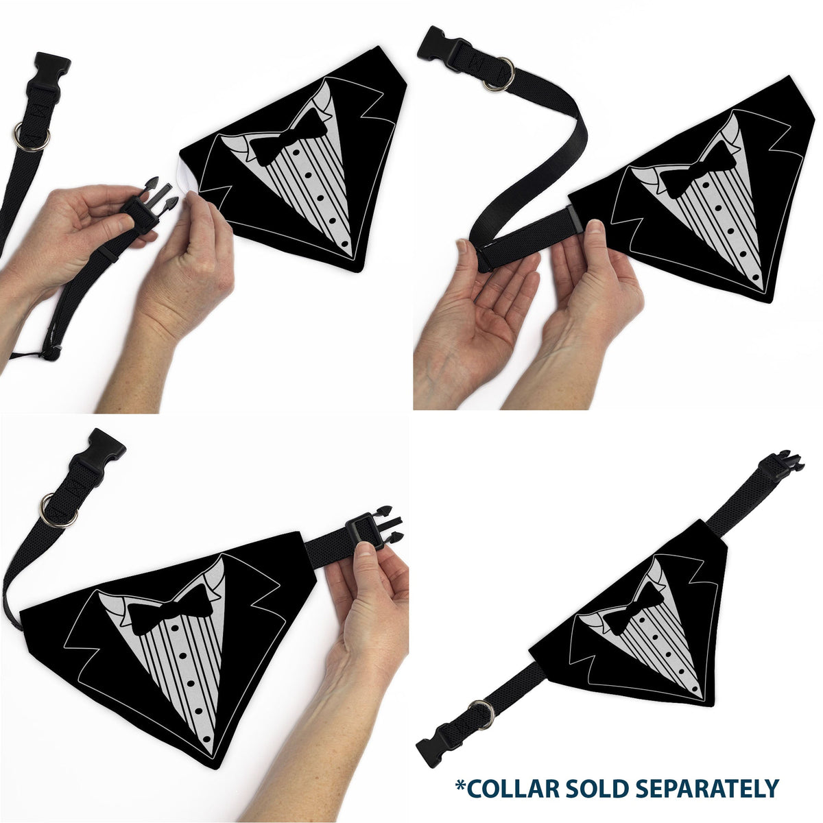 Pet Bandana - Tuxedo Shirt Print Black/White
