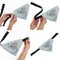 Pet Bandana - Lilo & Stitch Stitch Winking Pose and Polka Dots White/Blue