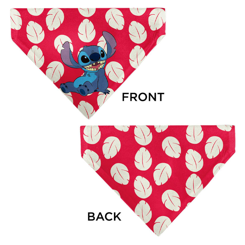 Pet Bandana - Lilo Dress Leaves & Stitch Sitting Pose Red/White