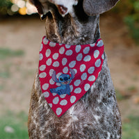 Pet Bandana - Lilo Dress Leaves & Stitch Sitting Pose Red/White