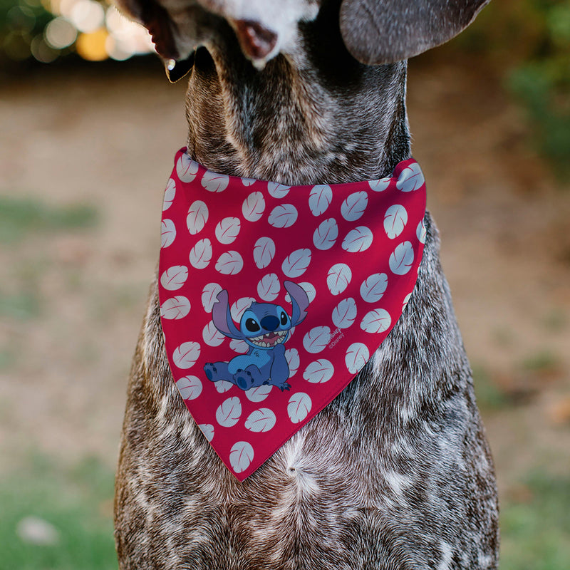 Pet Bandana - Lilo Dress Leaves & Stitch Sitting Pose Red/White