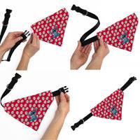 Pet Bandana - Lilo Dress Leaves & Stitch Sitting Pose Red/White