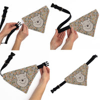 Pet Bandana - Winnie the Pooh Smiling Face/Foliage Collage Beige/Green/Orange/Yellow