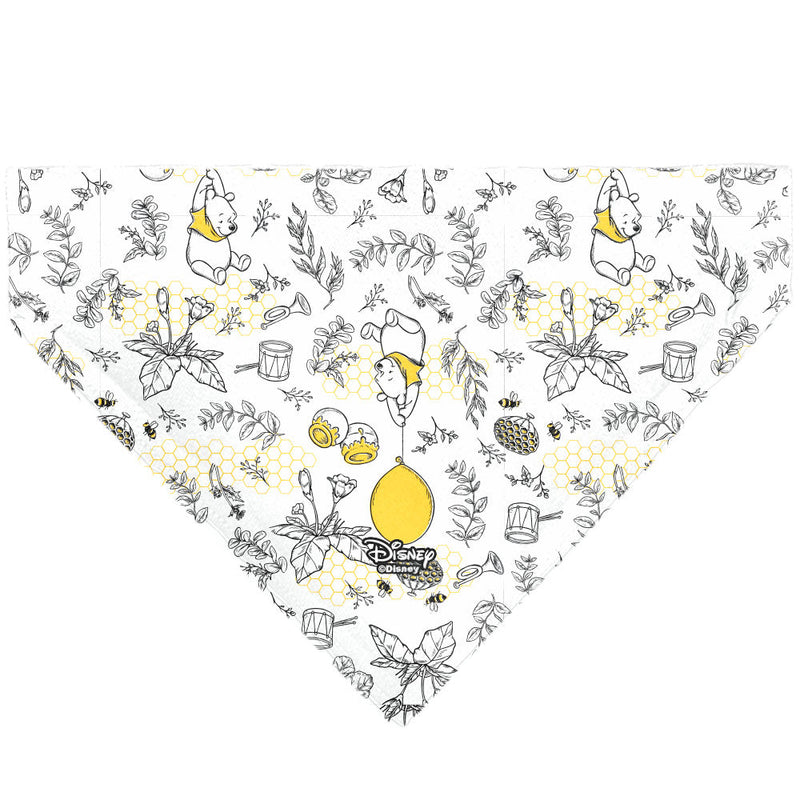 Pet Bandana - Winnie the Pooh Balloon Pose and Foliage Collage Beige/Black/Yellows