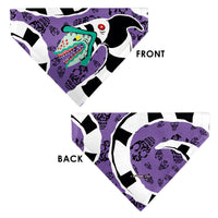 Pet Bandana - Beetlejuice Sandworm Pose and Skulls Icon Purple/Black