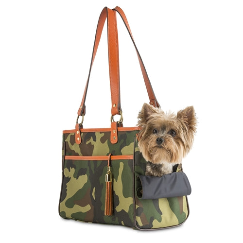 Camouflage Tote - Orange Leather Trim