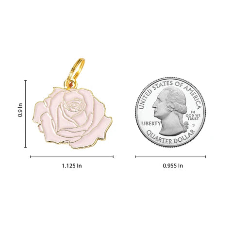 Rose Pet ID Tag - Pink & Gold