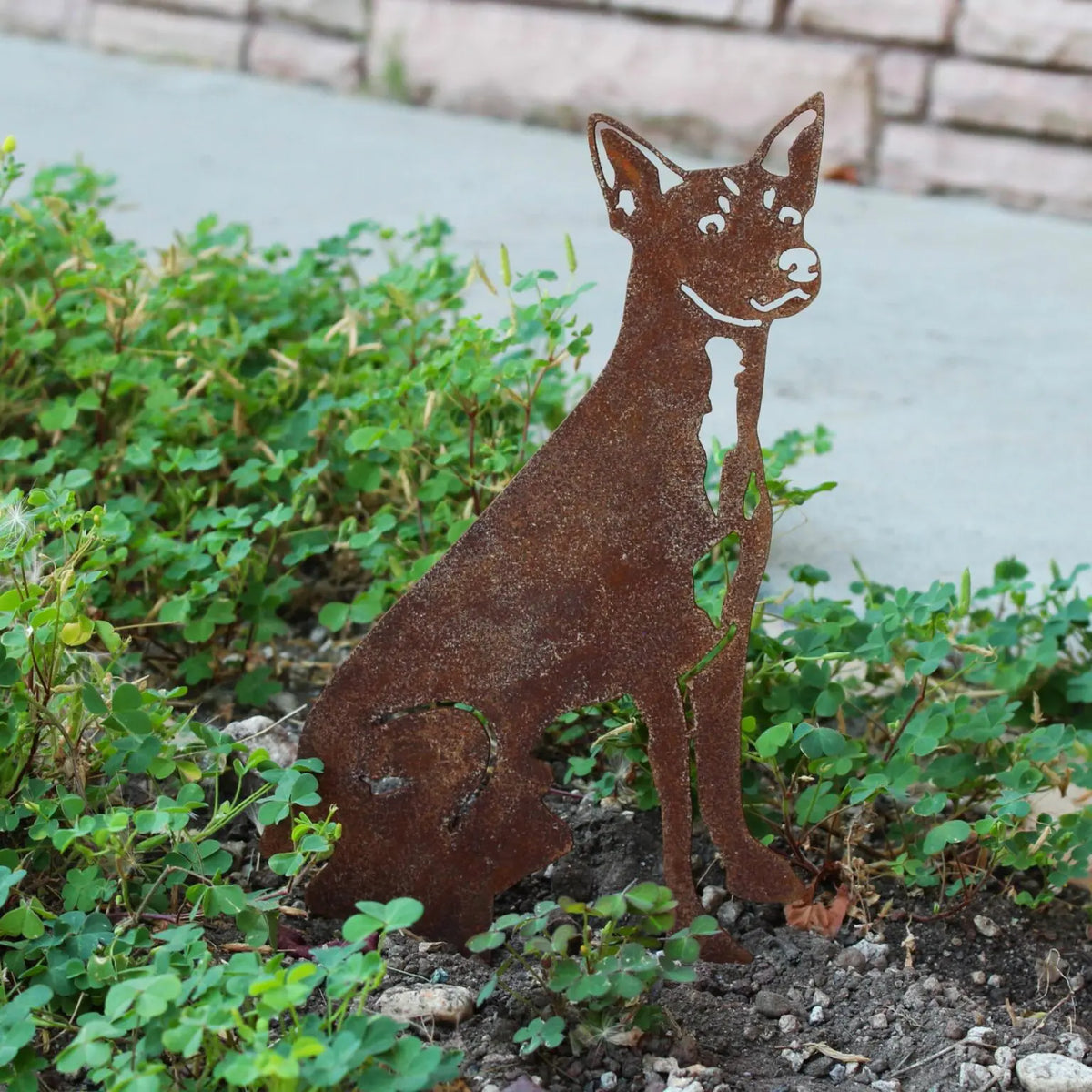 Toy Fox Terrier Corten Steel Outdoor Silhouette