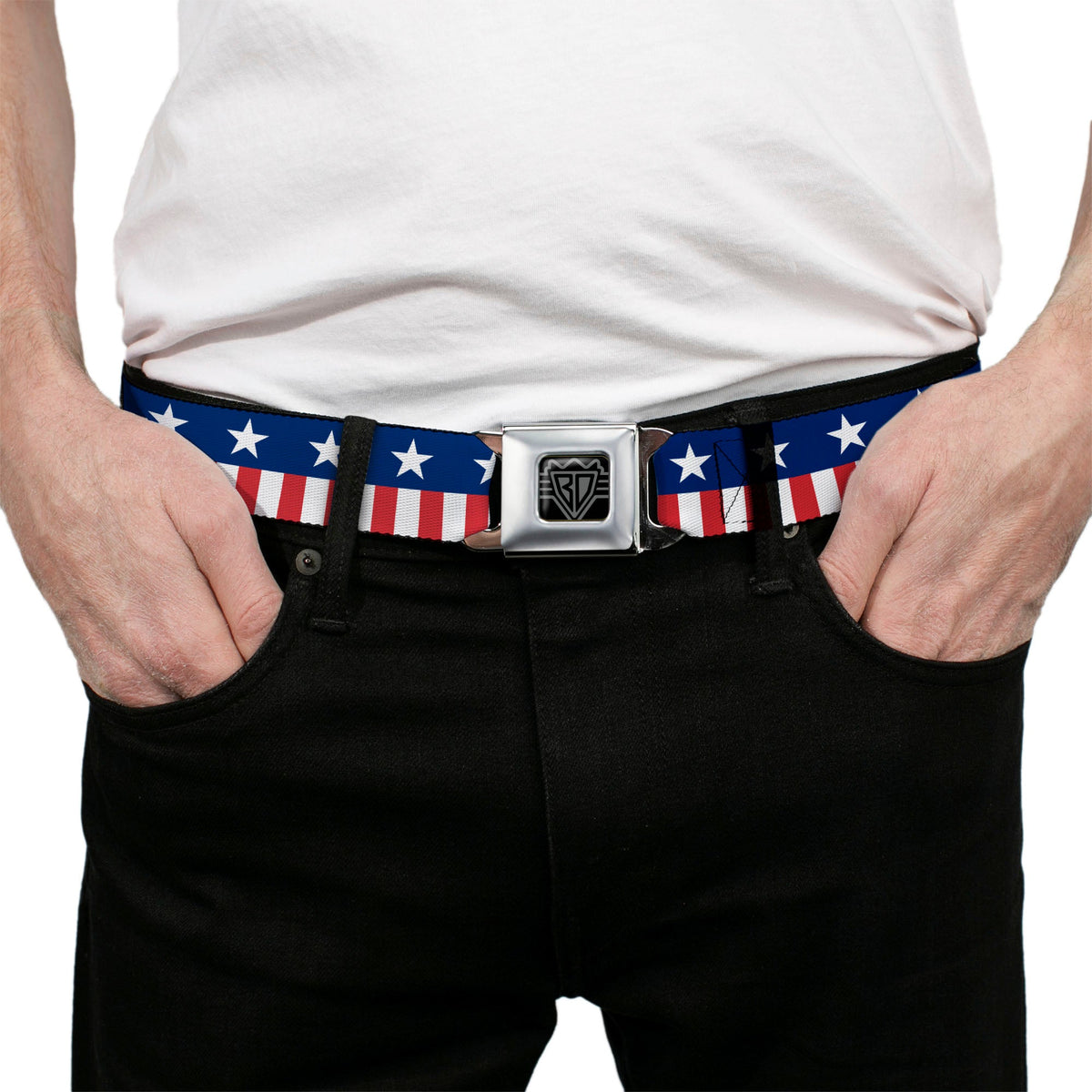 USA Stars & Stripes 2 Seatbelt Belt – World Cup 2026 Edition (Blue/White/Red/White)