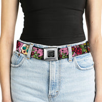 BD Wings Logo CLOSE-UP Full Color Black Silver Seatbelt Belt - Death Before Dishonor Pink Webbing