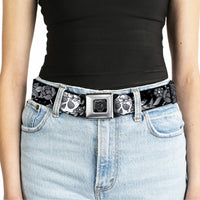 BD Wings Logo CLOSE-UP Full Color Black Silver Seatbelt Belt - Death Before Dishonor Black/White Webbing