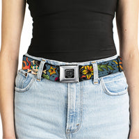 BD Wings Logo CLOSE-UP Full Color Black Silver Seatbelt Belt - Death or Glory CLOSE-UP Gray Webbing