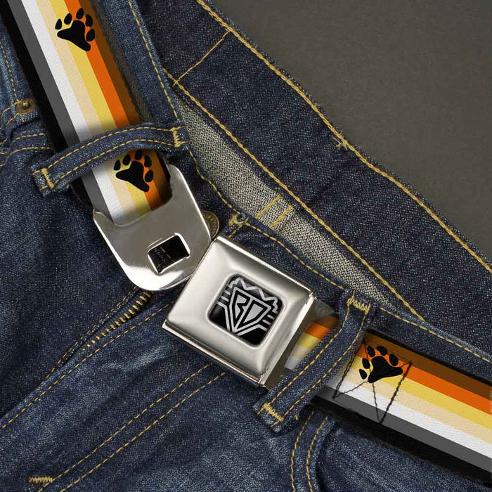 BD Wings Logo CLOSE-UP Black/Silver Seatbelt Belt - Flag Bear Pride2 Black/Brown/Orange/Yellow/Tan/White/Gray/Black Webbing