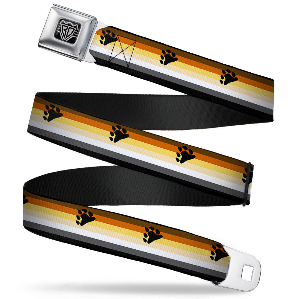 BD Wings Logo CLOSE-UP Black/Silver Seatbelt Belt - Flag Bear Pride2 Black/Brown/Orange/Yellow/Tan/White/Gray/Black Webbing