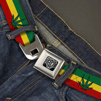 BD Wings Logo CLOSE-UP Full Color Black Silver Seatbelt Belt - Mustache Trio White/Black Webbing