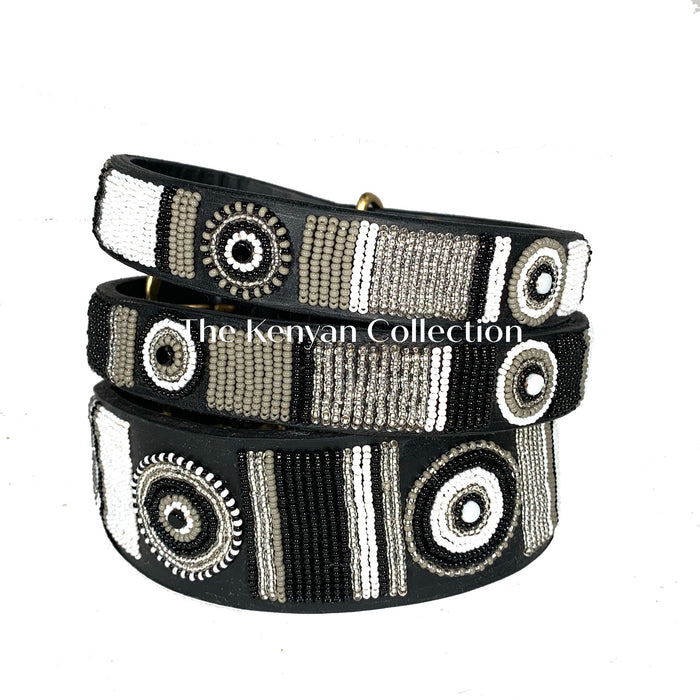Shades of Grey Beaded Dog Lead