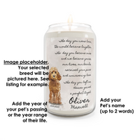 The Day Cavalier King Charles Spaniel Tri-Colored Pet Memorial Scented Candle, 13.75oz