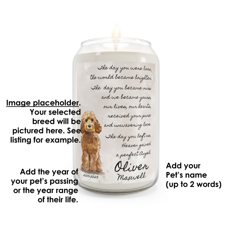 The Day Cocker Spaniel Brown Pet Memorial Scented Candle, 13.75oz