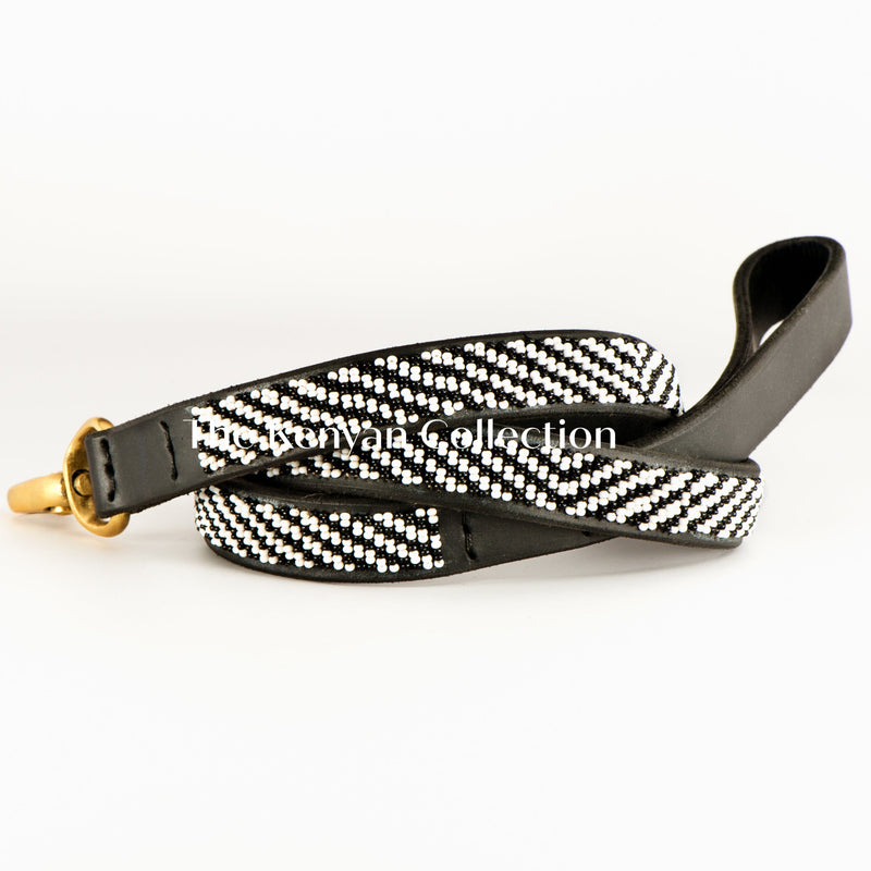 Zebra Beaded Dog Lead