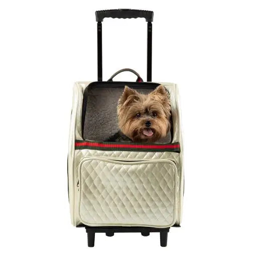 Rio Traveler Ivory Quilted Luxe with Stripe - Bag on Wheels
