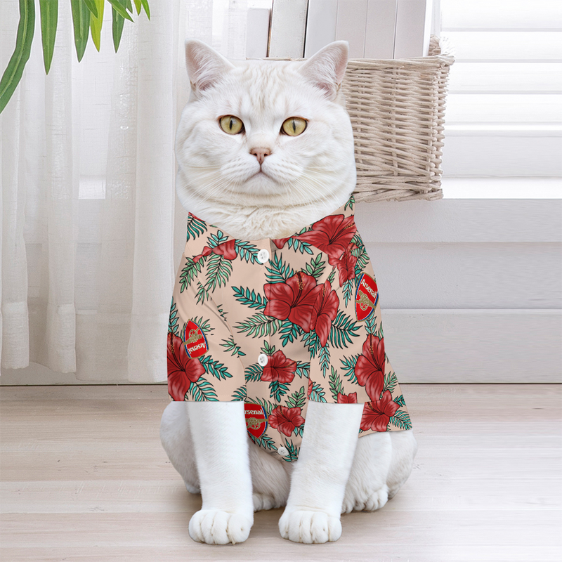 Arsenal FC 25/26 Team-Inspired Pet Hawaiian Shirt - for MED-LARGER PETS