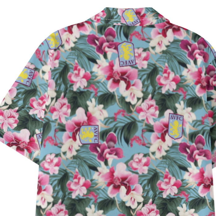 Aston Villa FC 25/26 Team-Inspired Kids Cotton-Blend Hawaiian Shirt
