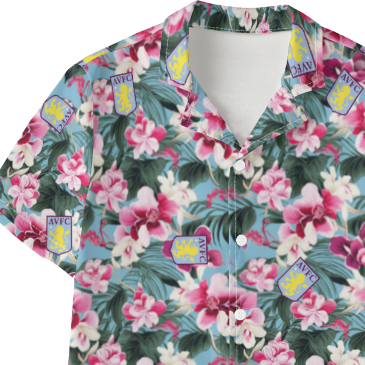 Aston Villa FC 25/26 Team-Inspired Kids Cotton-Blend Hawaiian Shirt