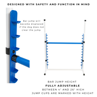 Better Sporting Dogs Upgraded Dog Agility Set – 5 Piece Training Kit with Safety Breakaway Tire Jump, Displacement Bar Jump, Tunnel, Weave Poles & Pause Box