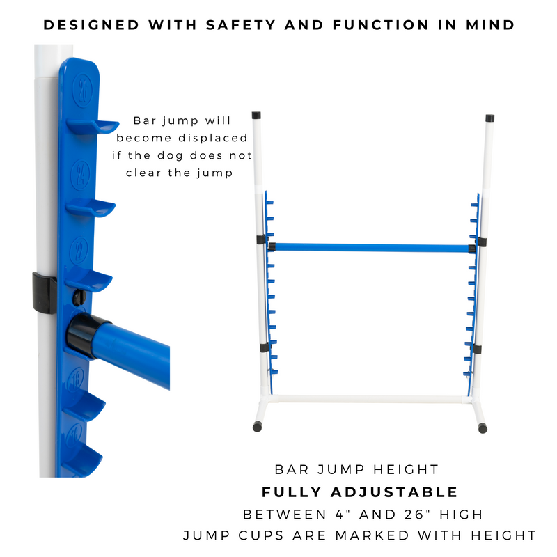 Better Sporting Dogs Upgraded Dog Agility Set – 5 Piece Training Kit with Safety Breakaway Tire Jump, Displacement Bar Jump, Tunnel, Weave Poles & Pause Box