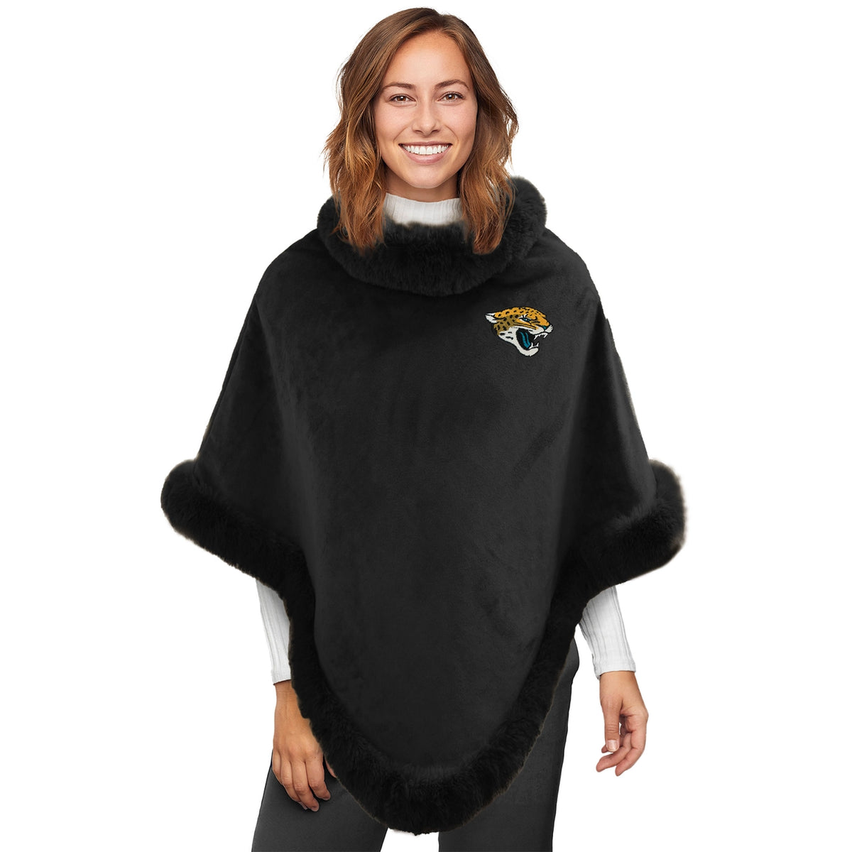 Jacksonville Jaguars Fur Trim Poncho