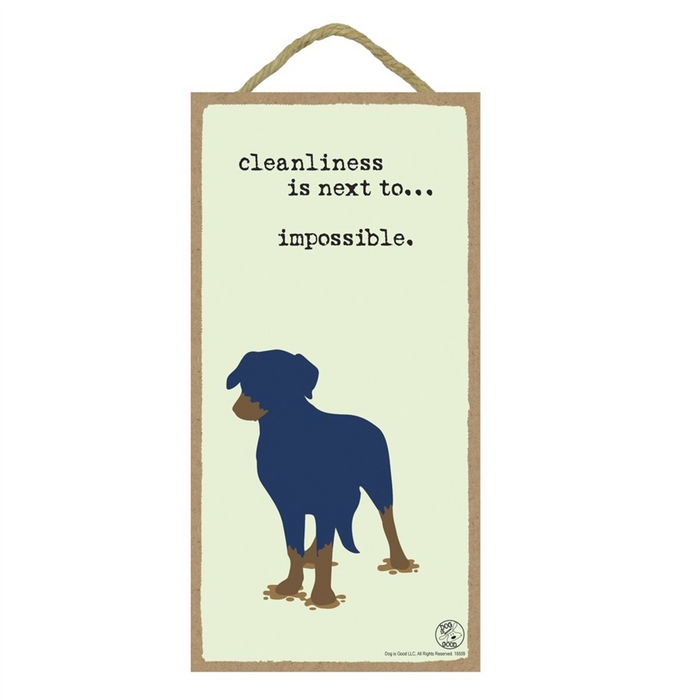Cleanliness is Next to Impossible Wood Plaque