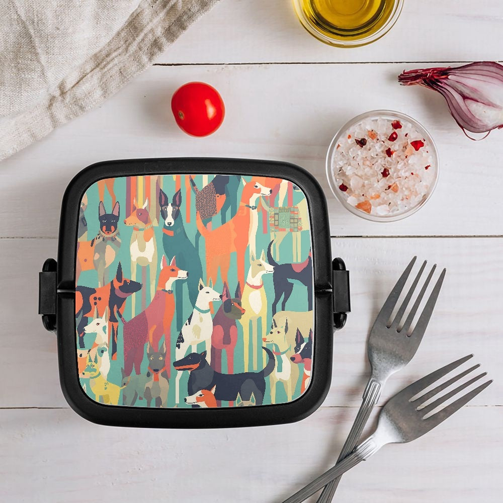 Dogs in Abstract Double-layer Lunch Box